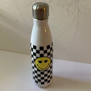 Smiley Checkered Water Bottle with Smiley Face stainless steel 24oz